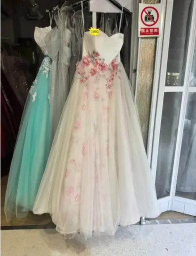 粉櫻輕紗晚禮服